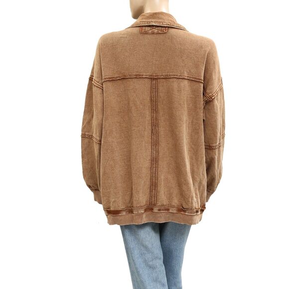 Free People We The Free Gauge Cardi Jacket Top Ribbed Cotton Oversized XL 280524 - Picture 8 of 8